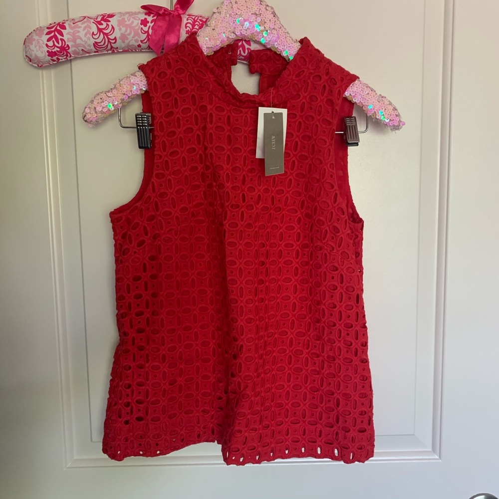 Red Lace High Neck Tank Top 0